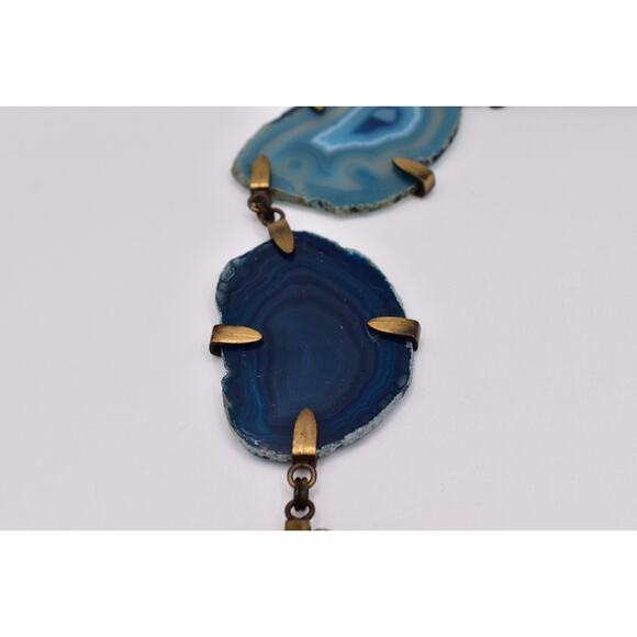 Vintage Natural Blue Agate Slice Linked Belt Chunky Heavy Chunky 20\